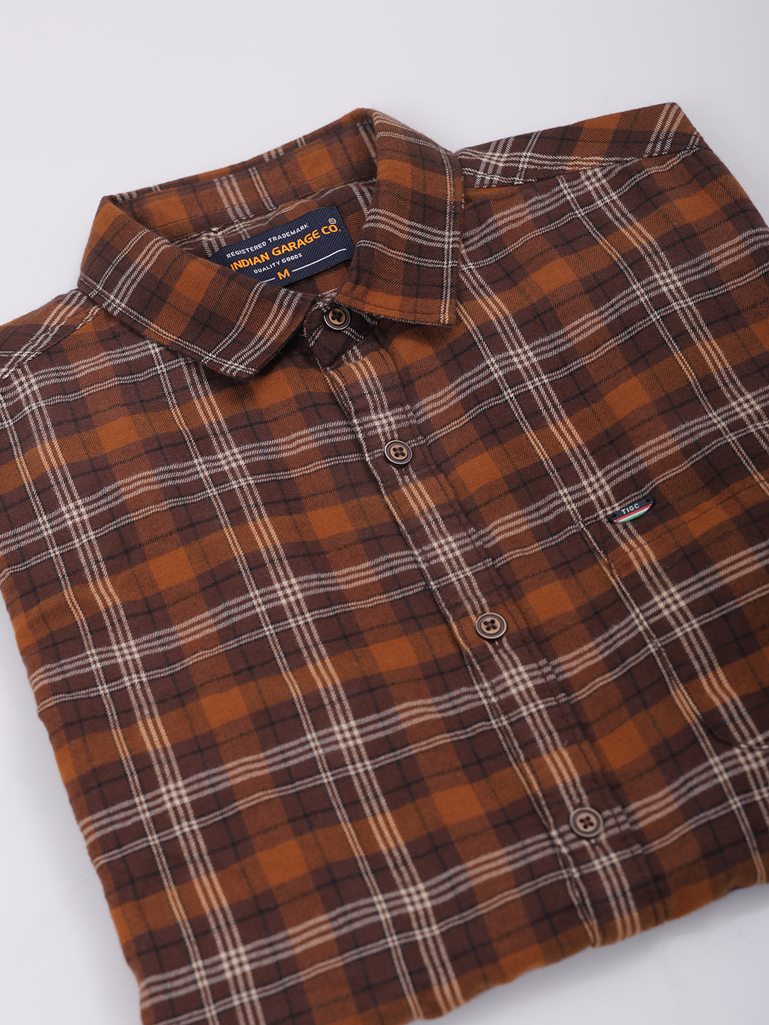 Men's Brown Slim Fit Checked Shirt