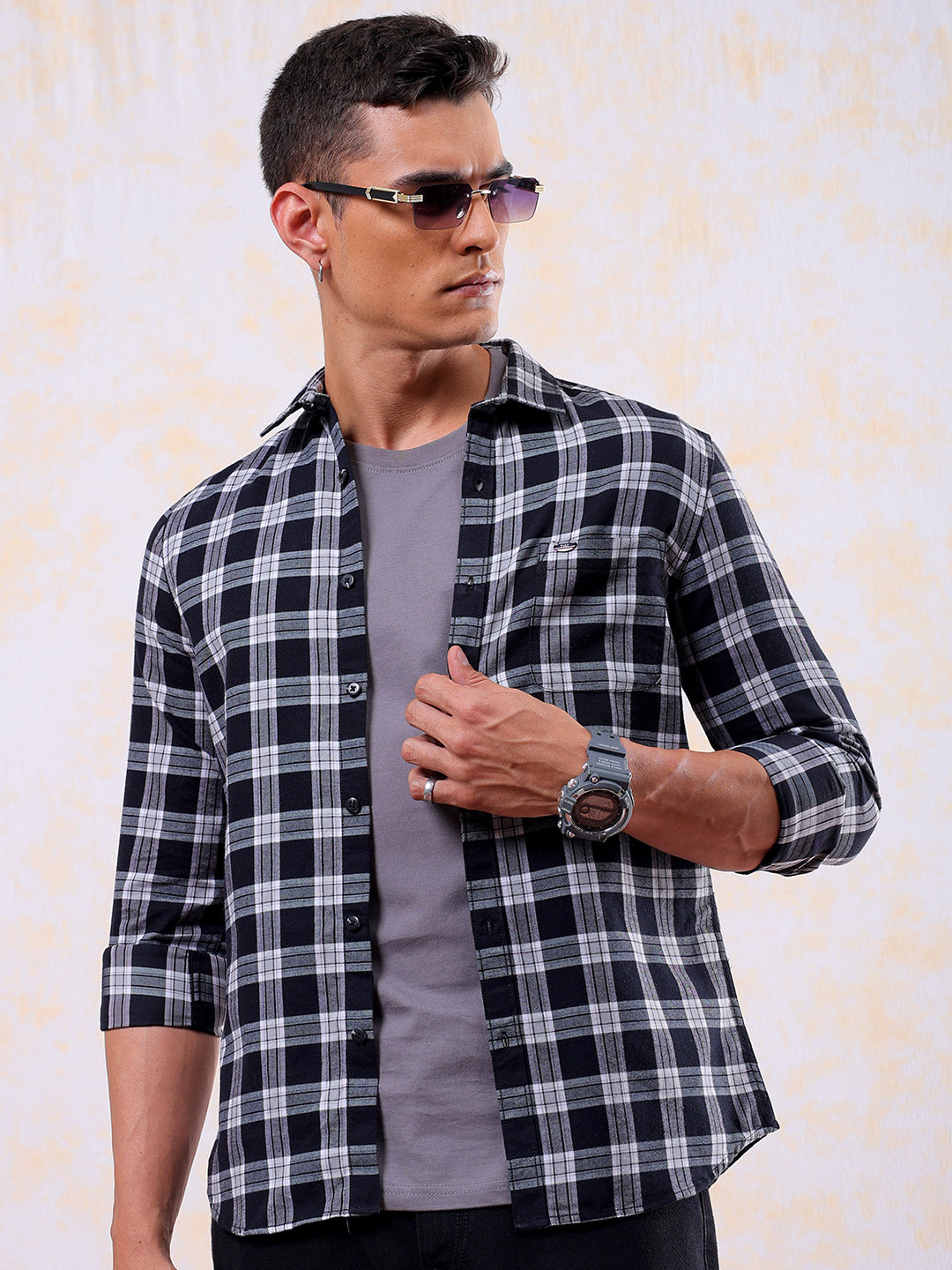 Shop Men's Checked Slim Fit Shirt Online.