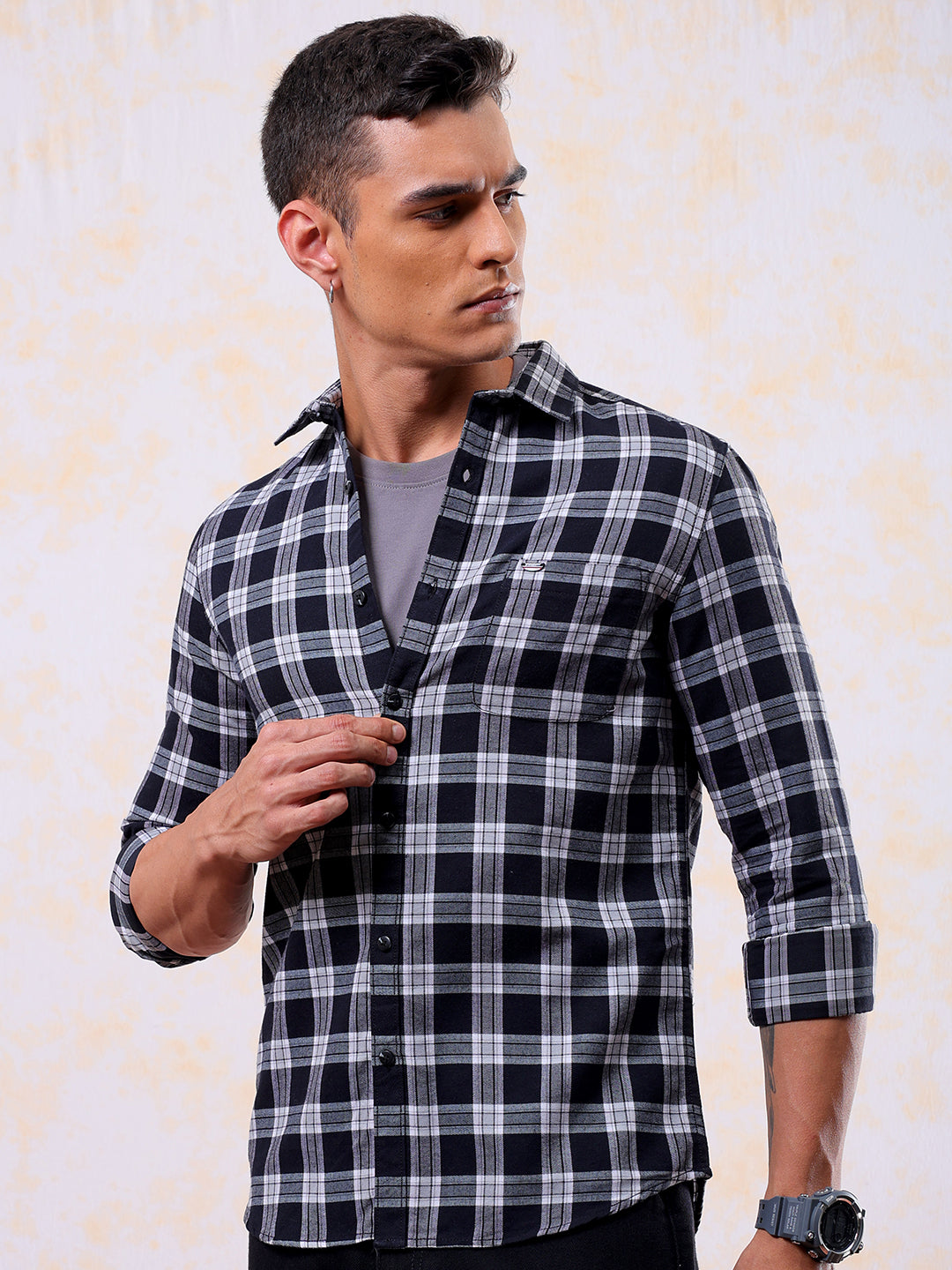 Shop Men's Checked Slim Fit Shirt Online.