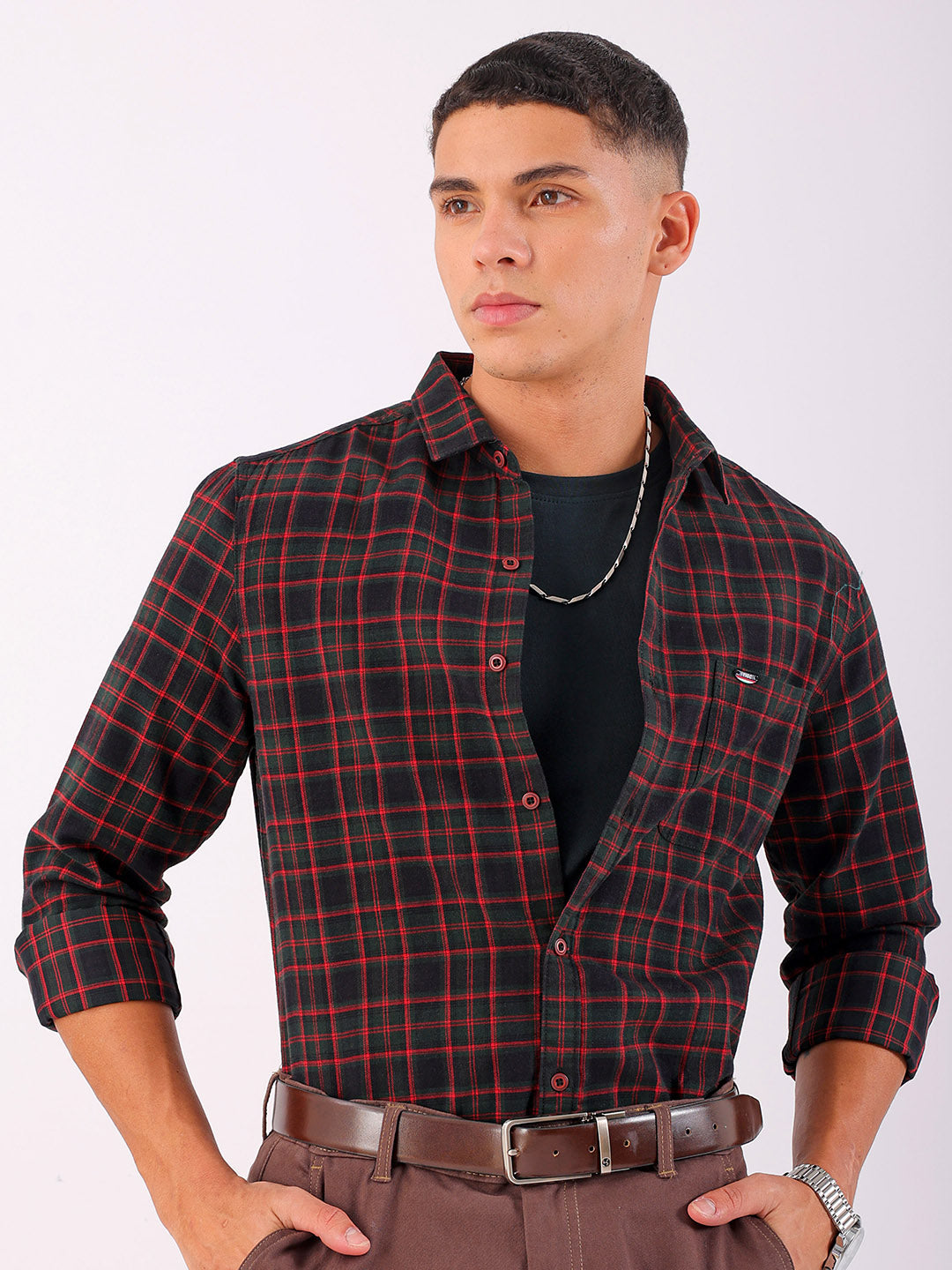 Shop Men's Checked Slim Fit Shirt Online.