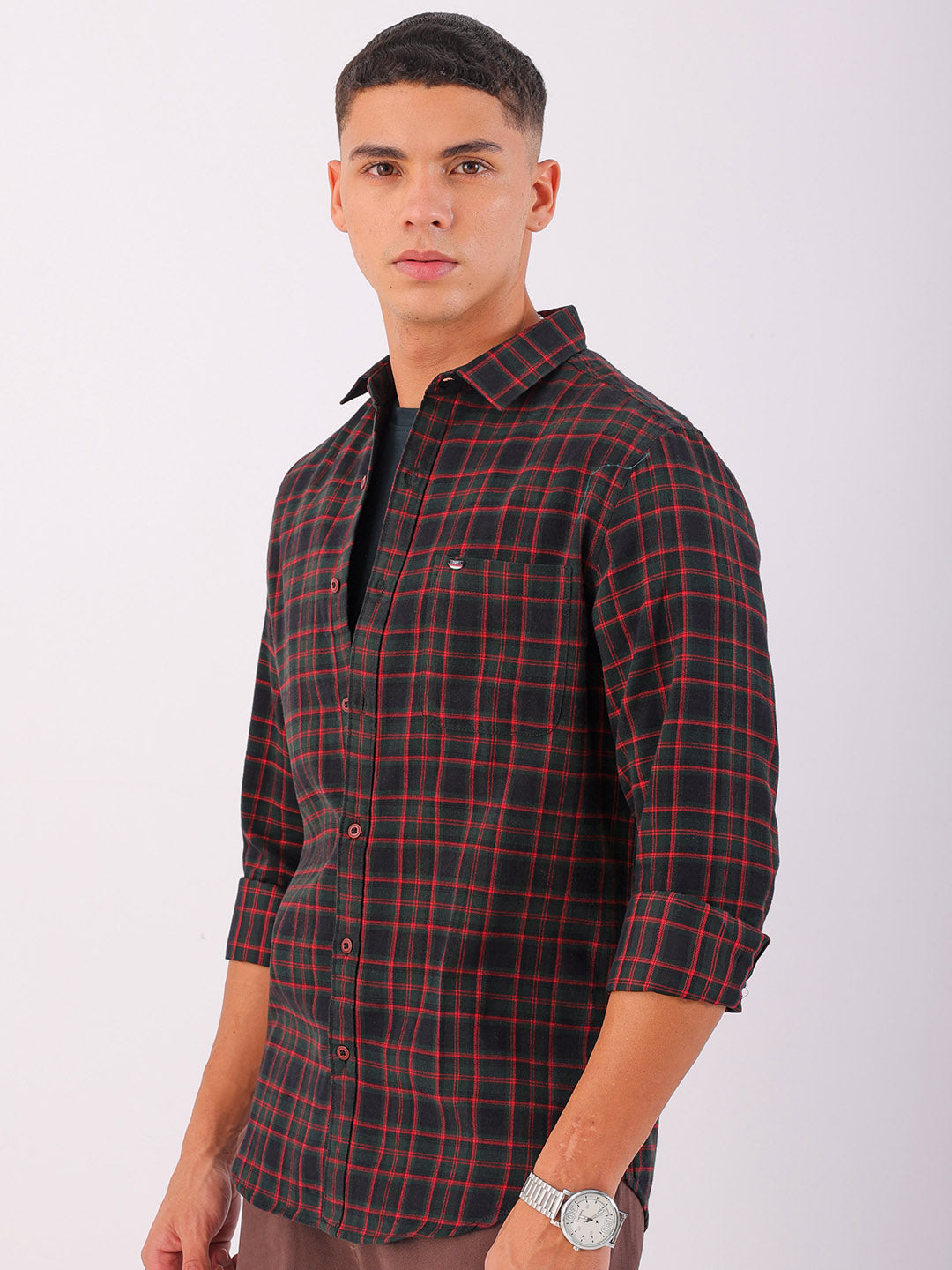 Shop Men's Checked Slim Fit Shirt Online.