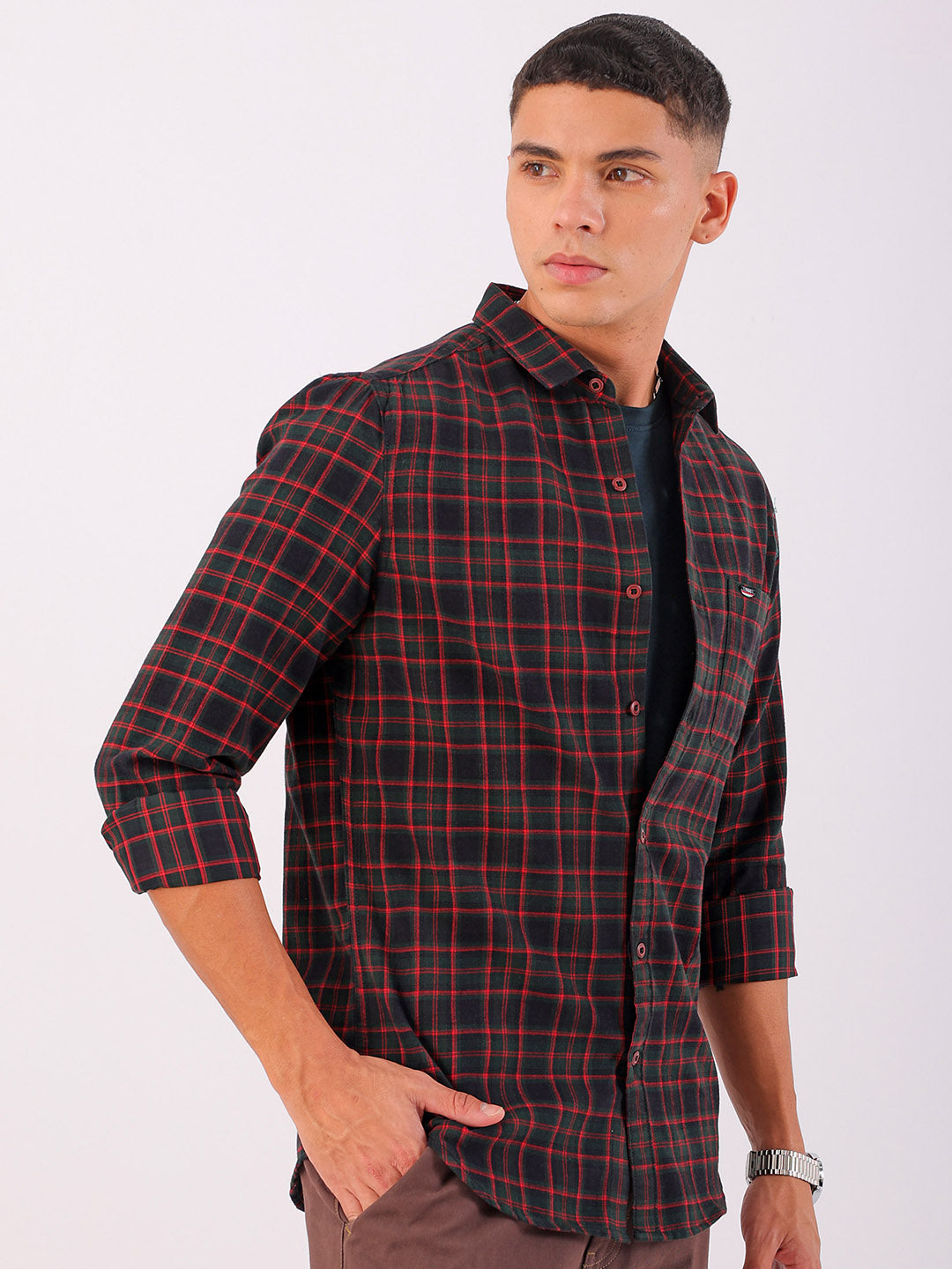 Shop Men's Checked Slim Fit Shirt Online.