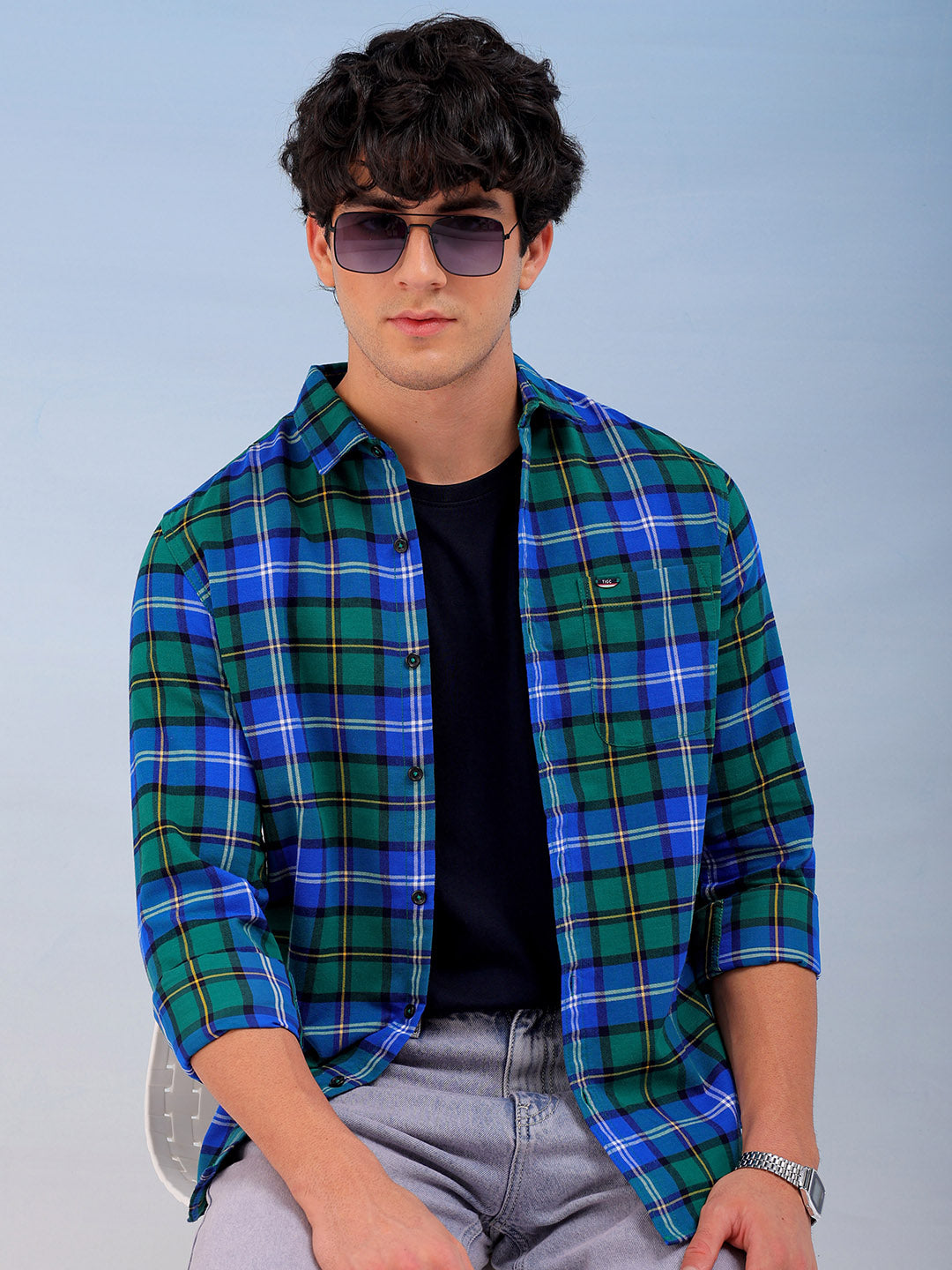 Shop Men's Checked Slim Fit Shirt Online.