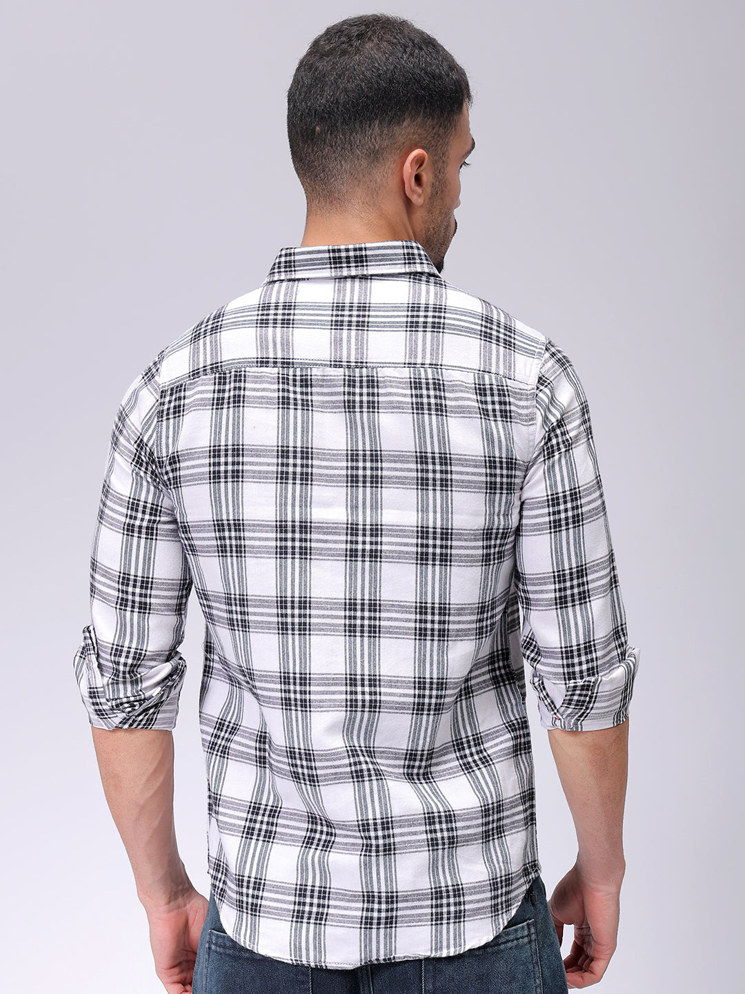 Men's Black Slim Fit Checked Casual Shirt