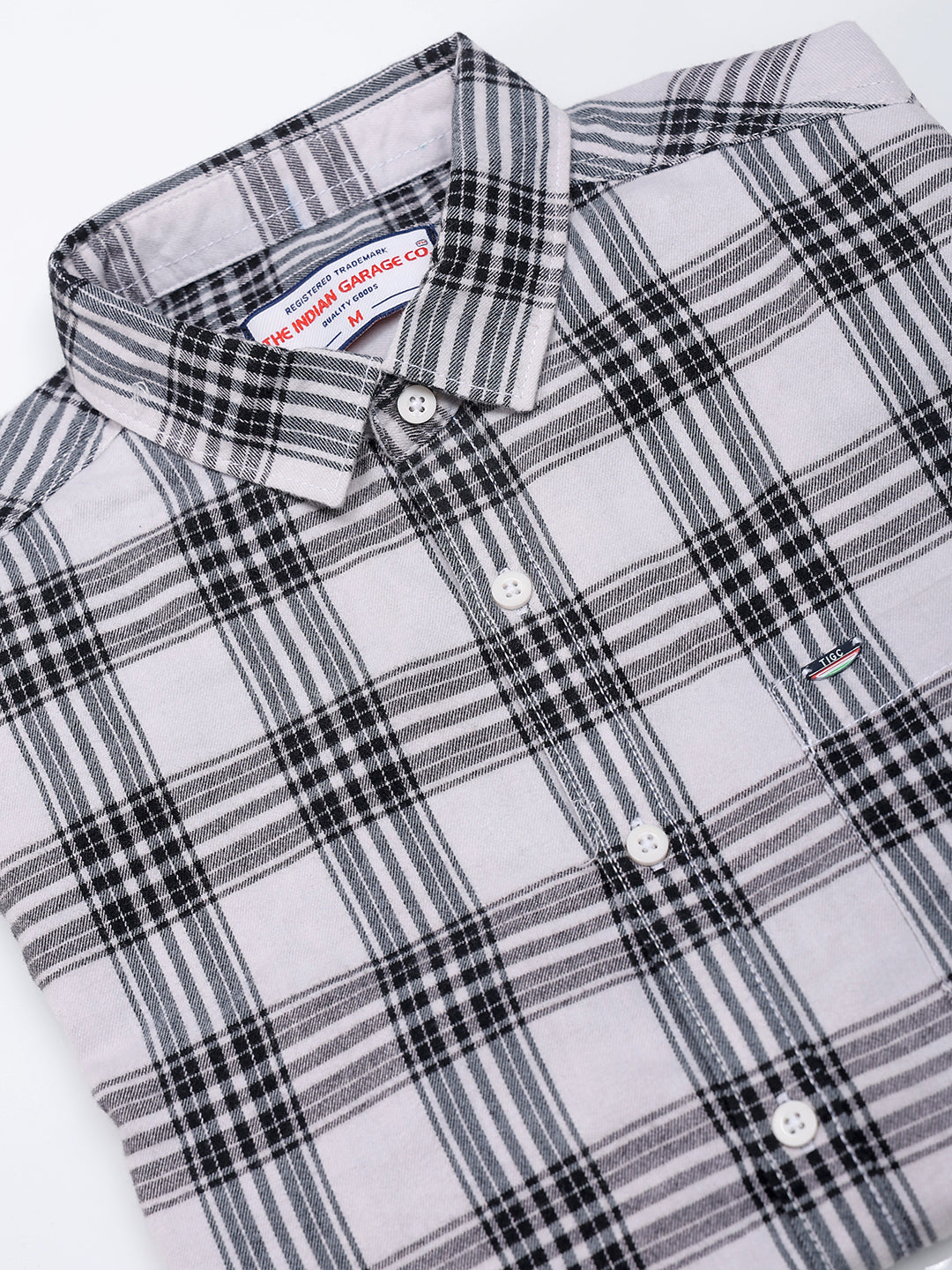 Men's Black Slim Fit Checked Casual Shirt