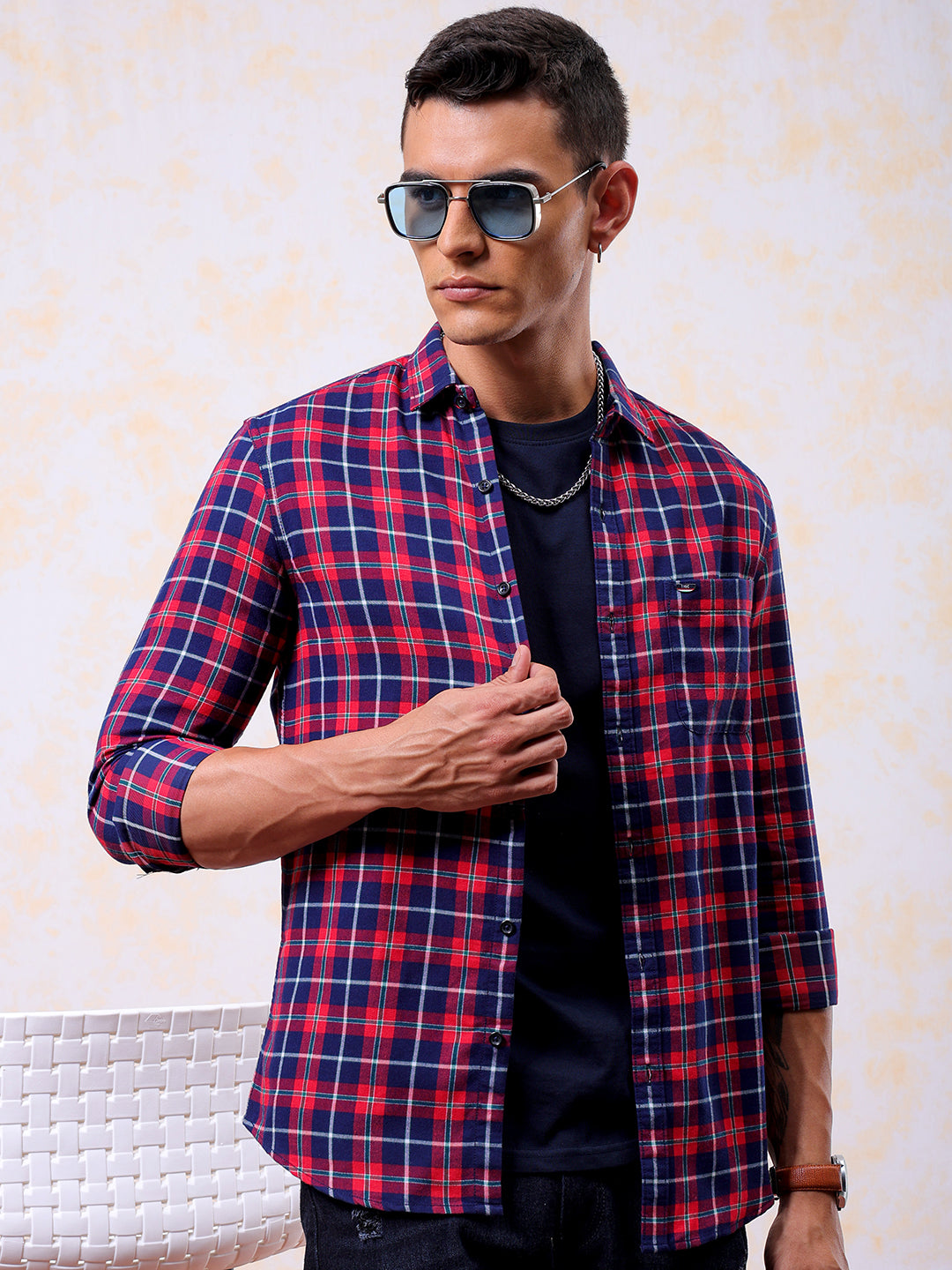 Shop Men's Checked Slim Fit Shirt Online.