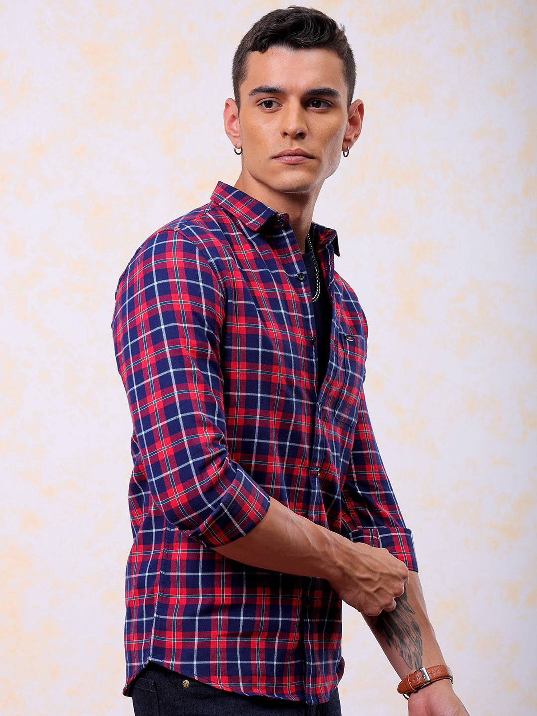 Shop Men's Checked Slim Fit Shirt Online.