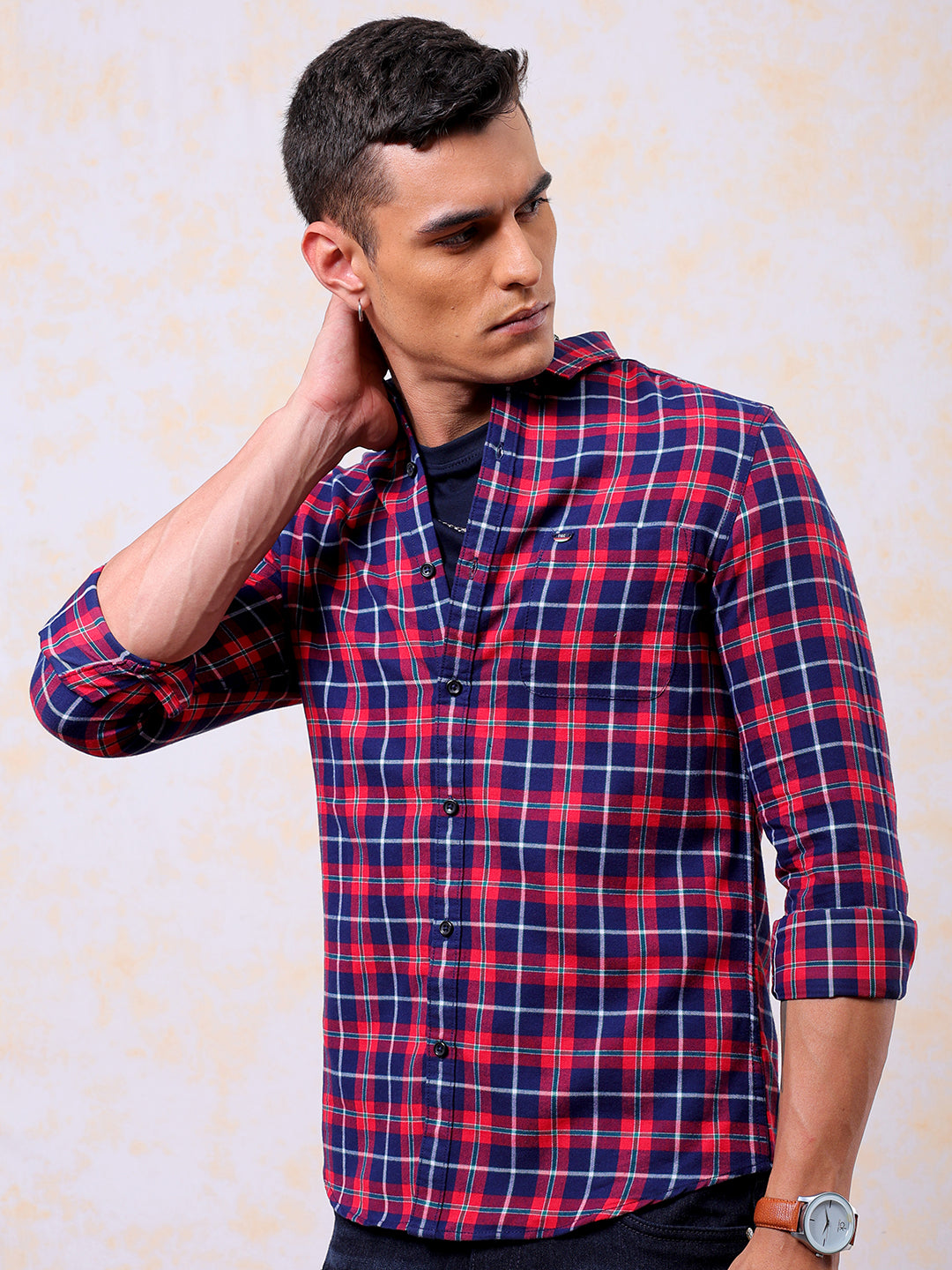 Shop Men's Checked Slim Fit Shirt Online.