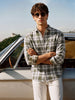Men's Green Slim Fit Checkered Casual Shirt