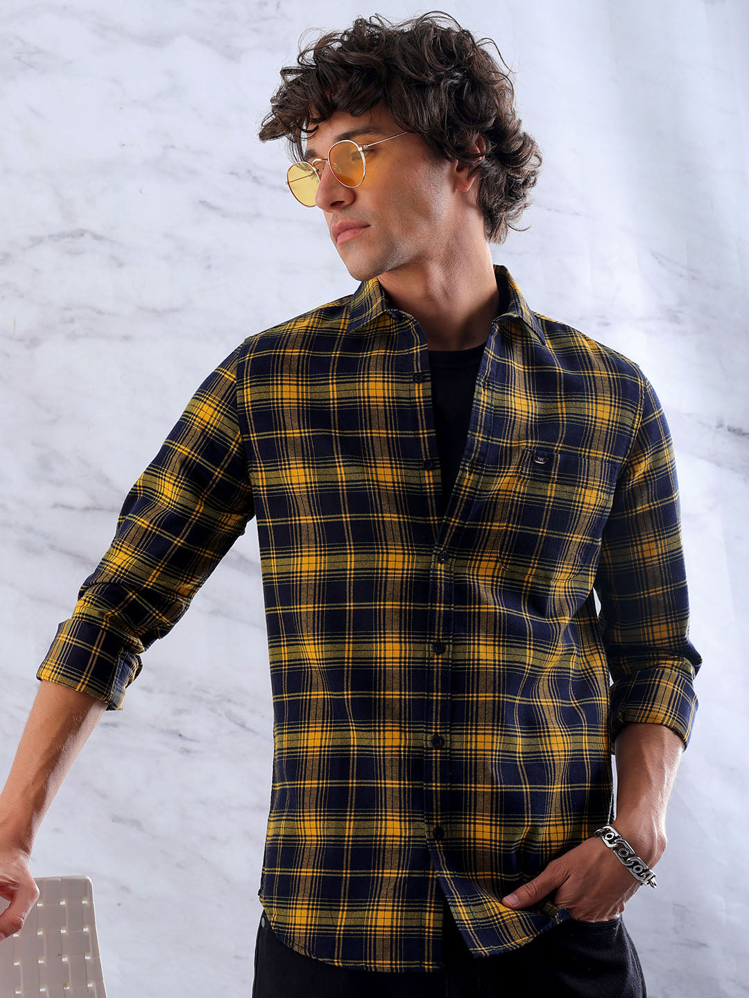 Shop Men's Checked Slim Fit Shirt Online.