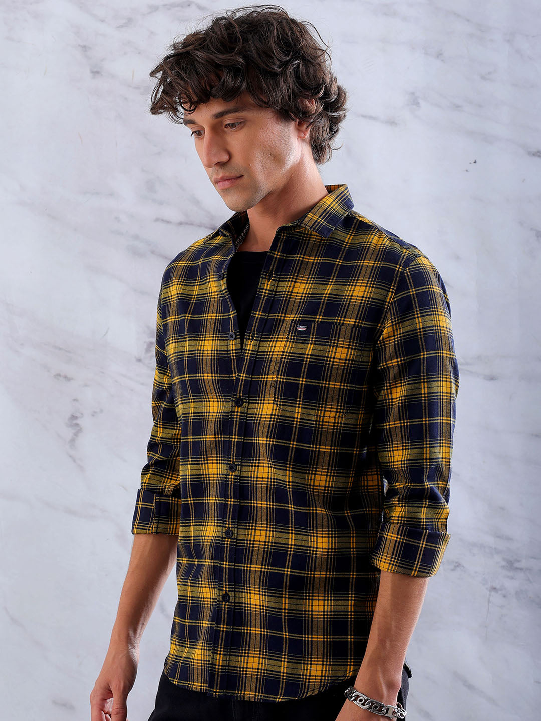 Shop Men's Checked Slim Fit Shirt Online.