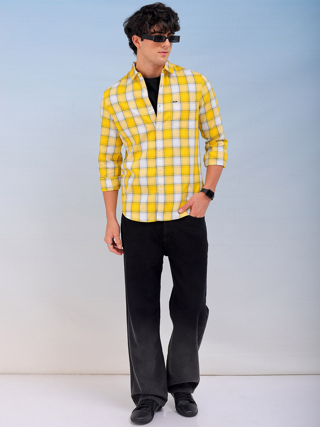 Shop Men's Checked Slim Fit Shirt Online.