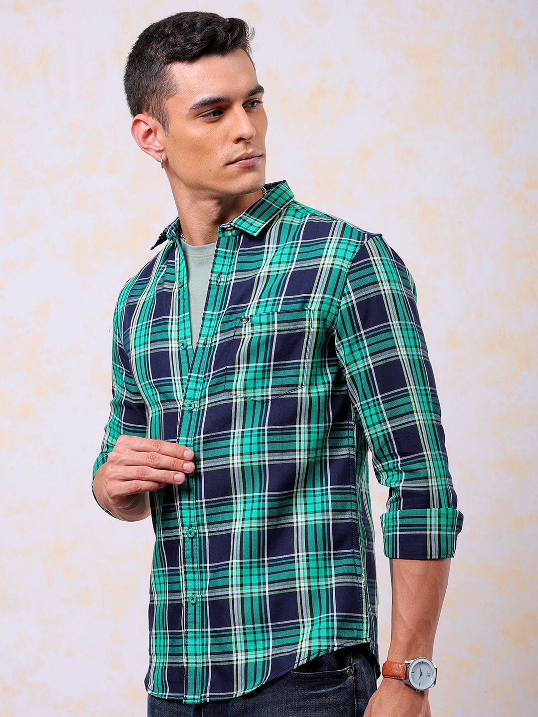 Shop Men's Checked Slim Fit Shirt Online.