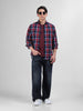 Men's Red Slim Fit Checked Casual Shirt