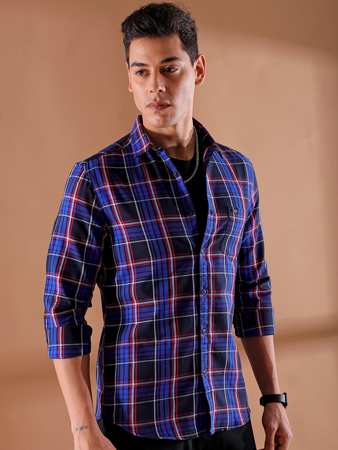 Shop Men's Checked Slim Fit Shirt Online.