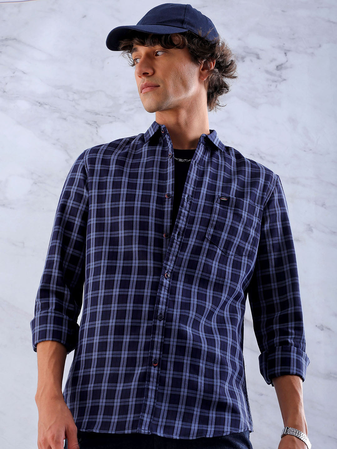 Shop Men's Checked Slim Fit Shirt Online.