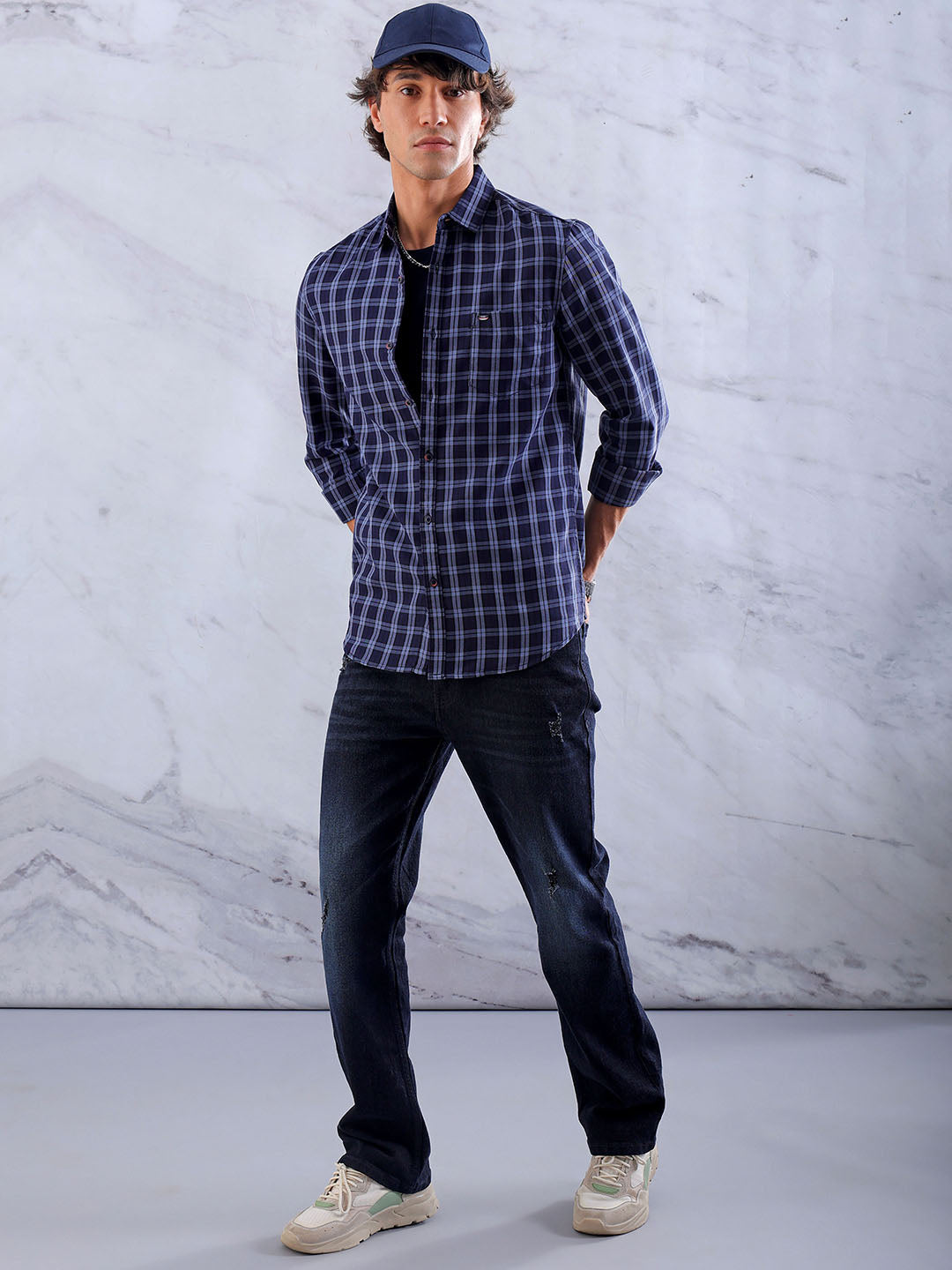 Shop Men's Checked Slim Fit Shirt Online.