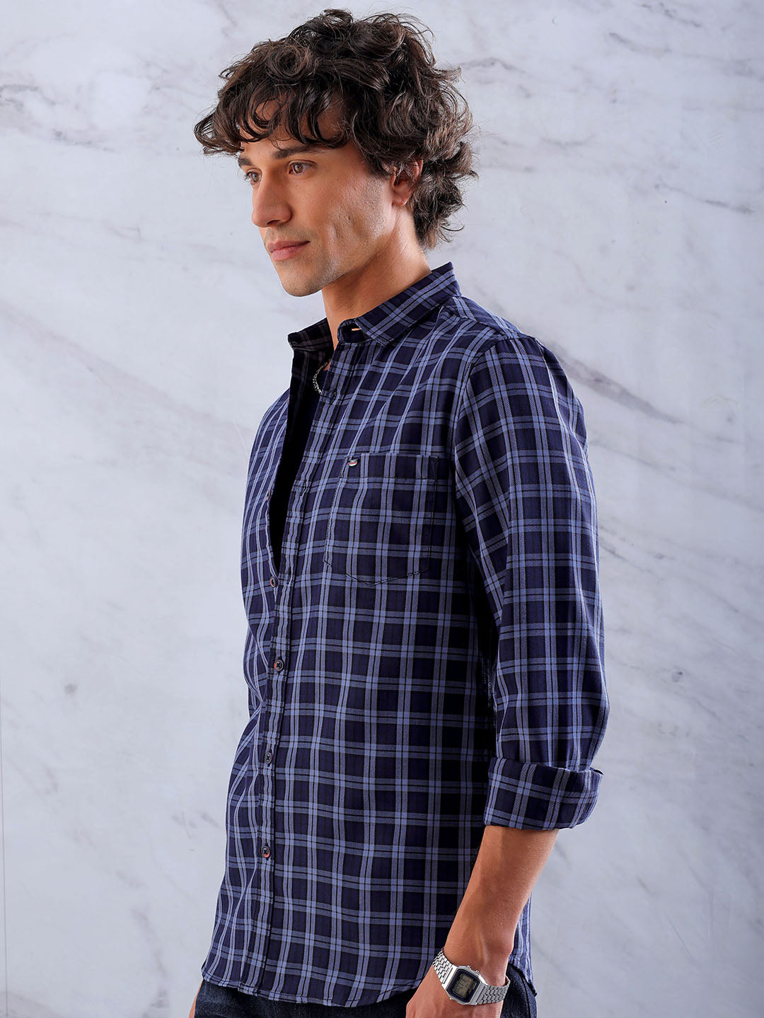 Shop Men's Checked Slim Fit Shirt Online.