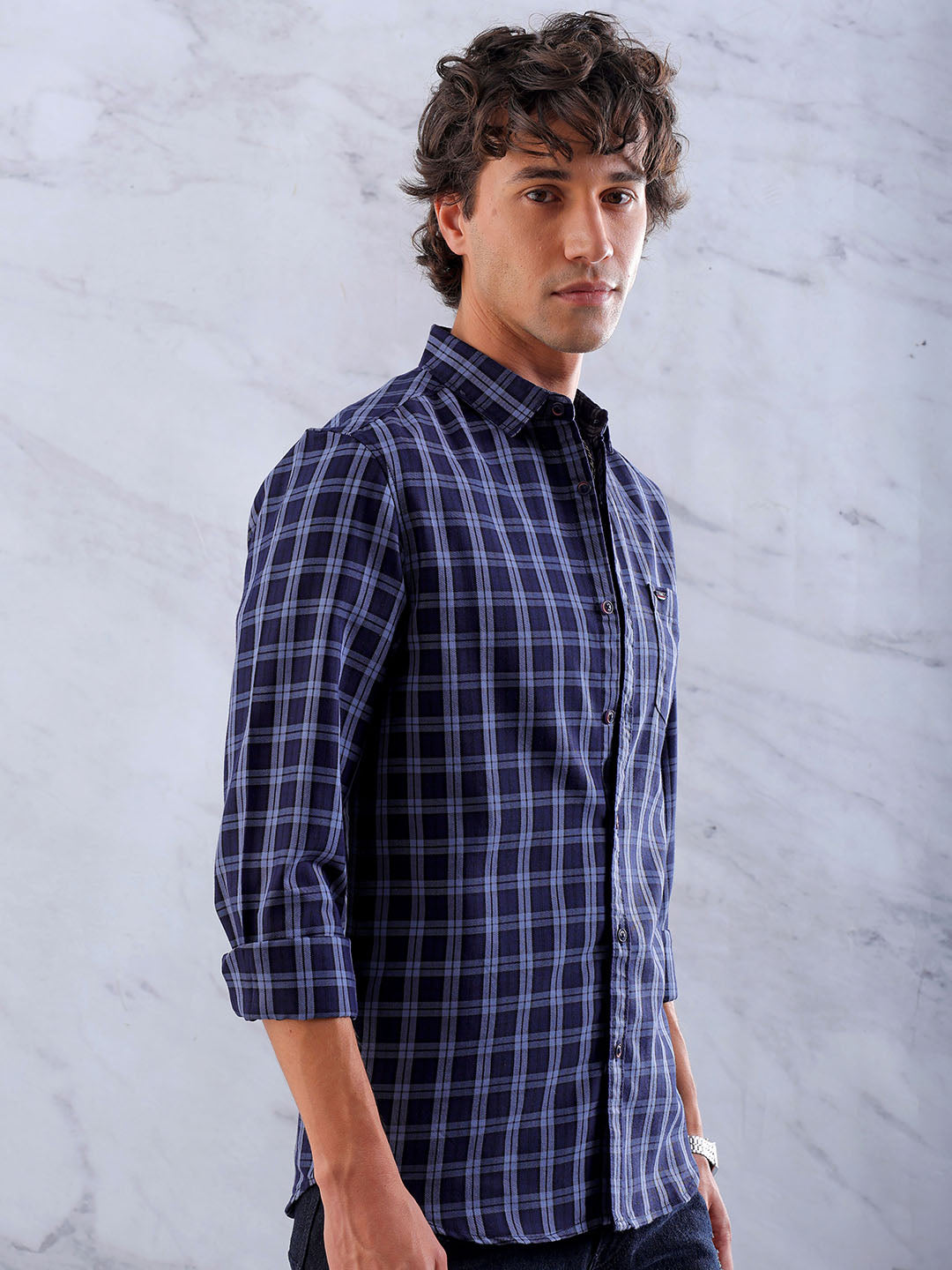 Shop Men's Checked Slim Fit Shirt Online.