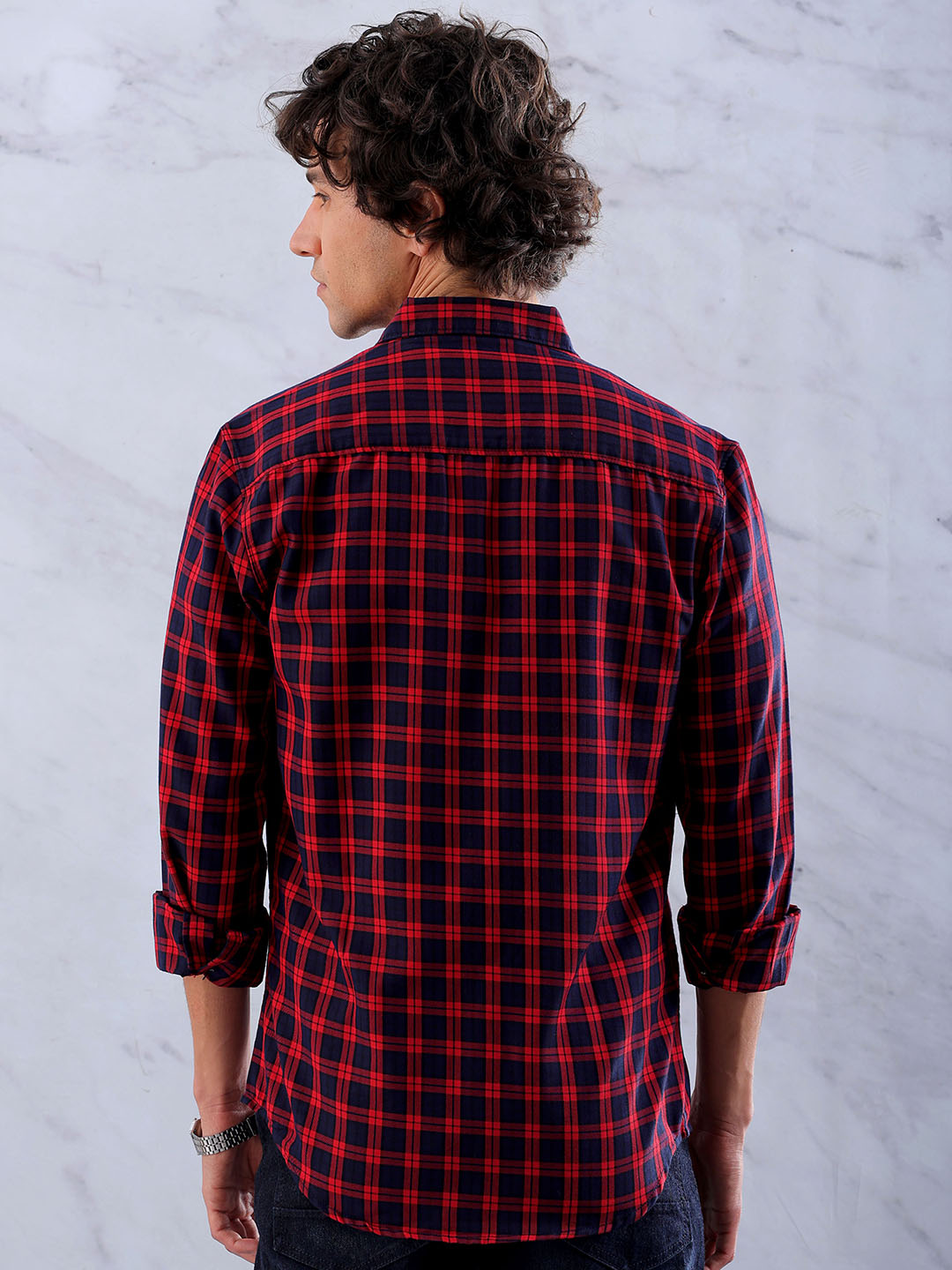 Shop Men's Checked Slim Fit Shirt Online.