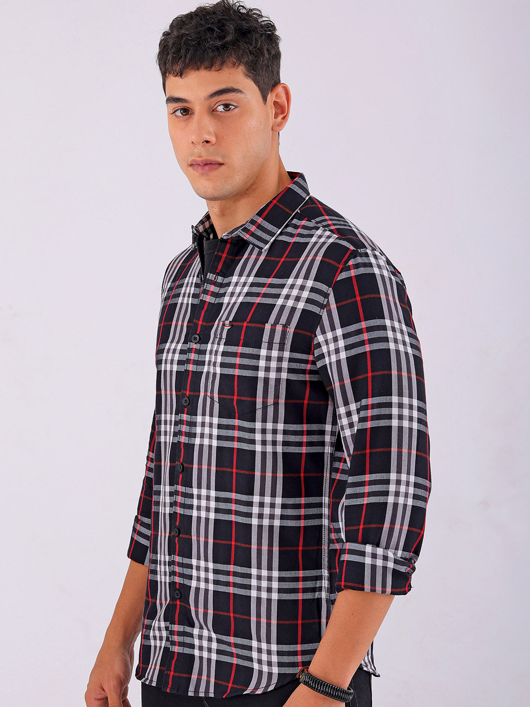 Shop Men's Checked Slim Fit Casual Shirt Online.