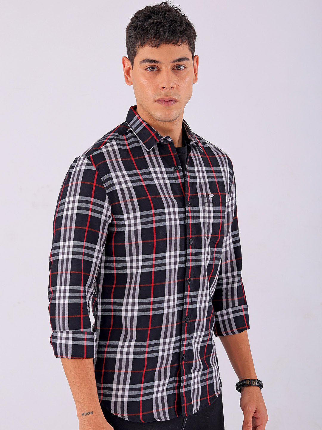 Shop Men's Checked Slim Fit Casual Shirt Online.