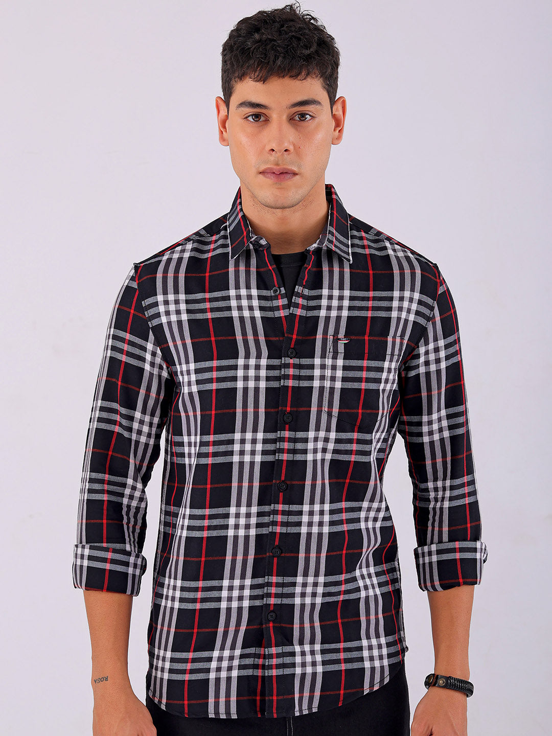 Shop Men's Checked Slim Fit Casual Shirt Online.