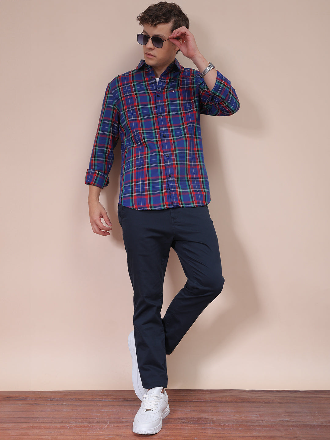 Men's Purple Slim Fit Checked Shirt