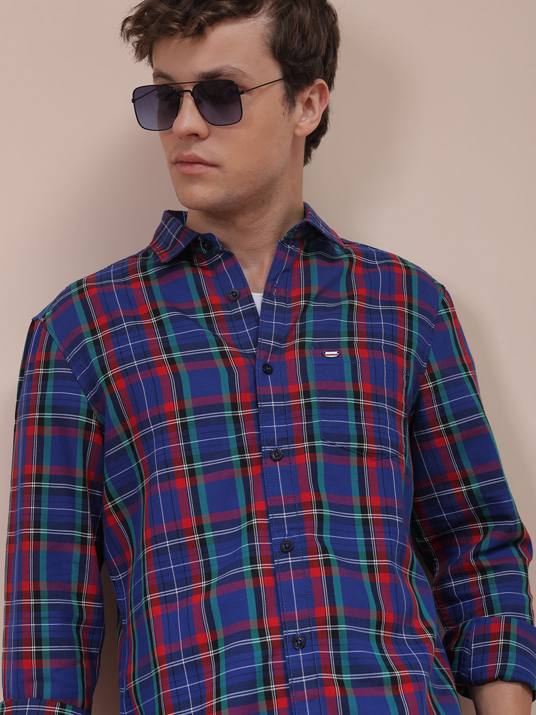 Men's Purple Slim Fit Checked Shirt