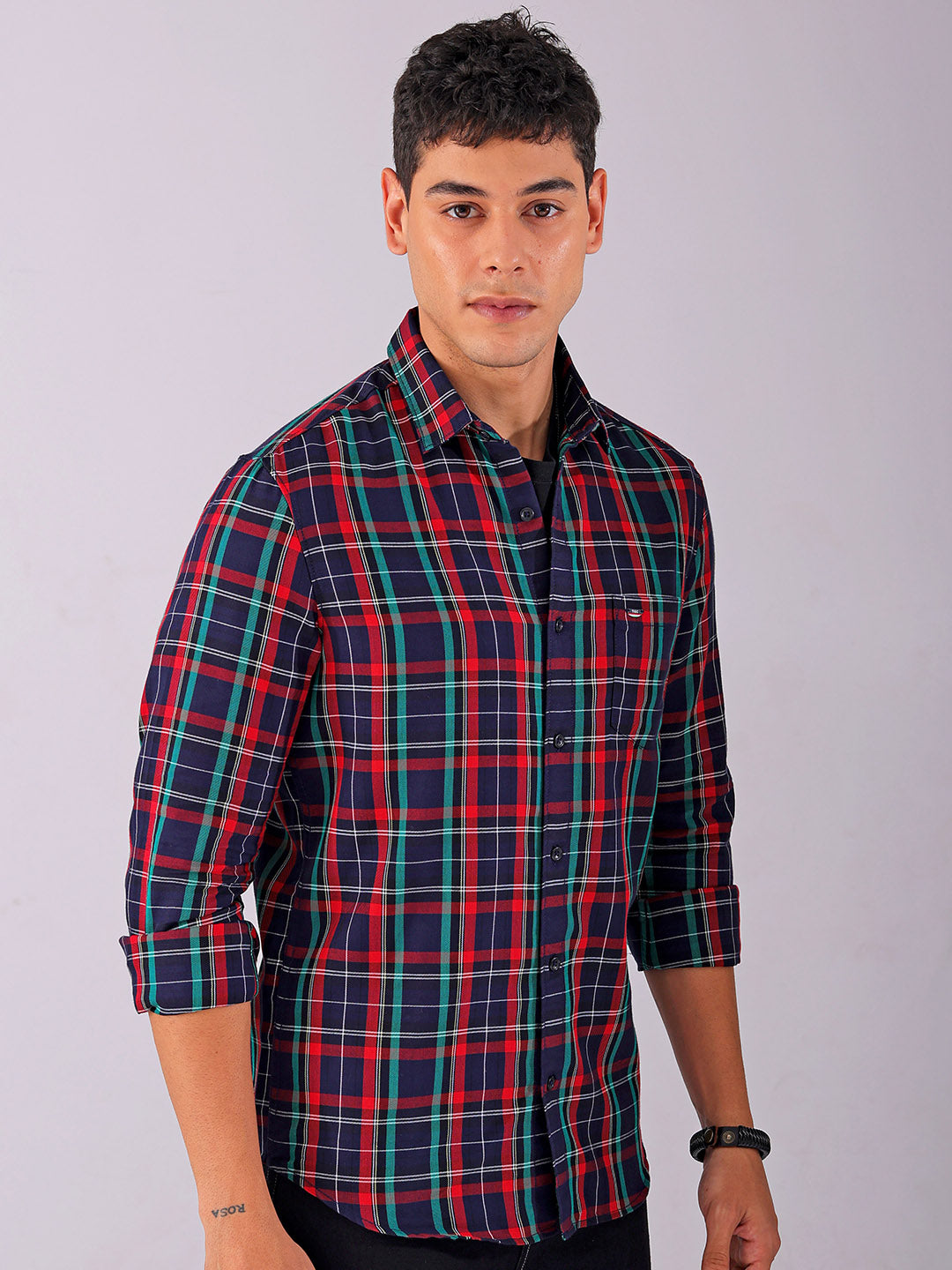 Shop Men's Checked Slim Fit Casual Shirt Online.