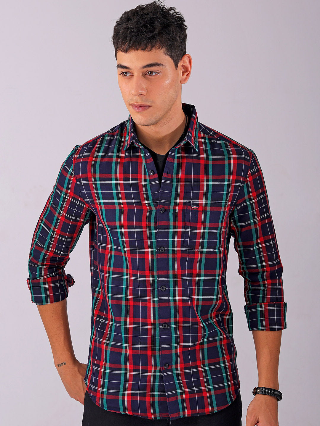 Shop Men's Checked Slim Fit Casual Shirt Online.