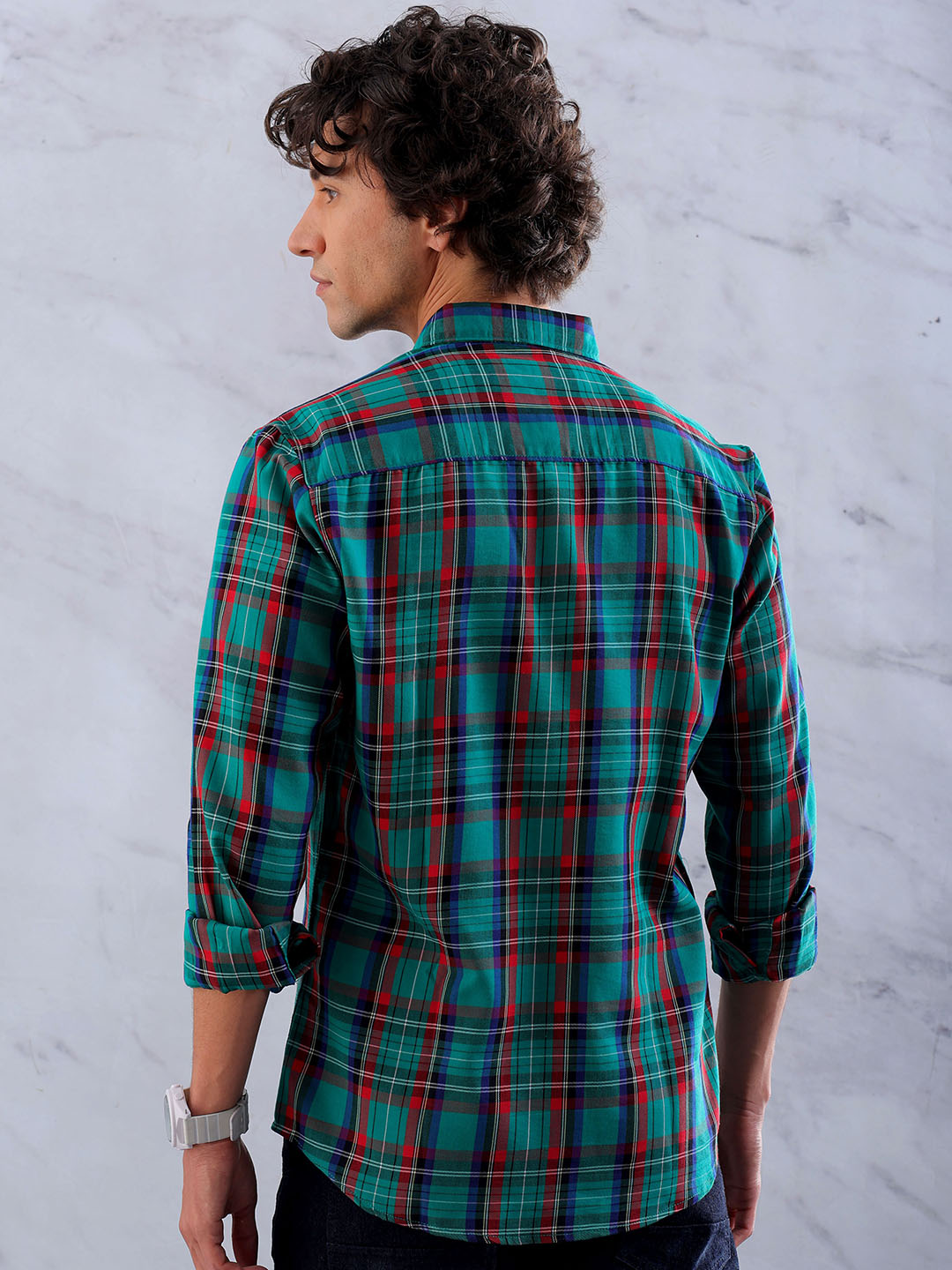 Shop Men's Checked Slim Fit Shirt Online.