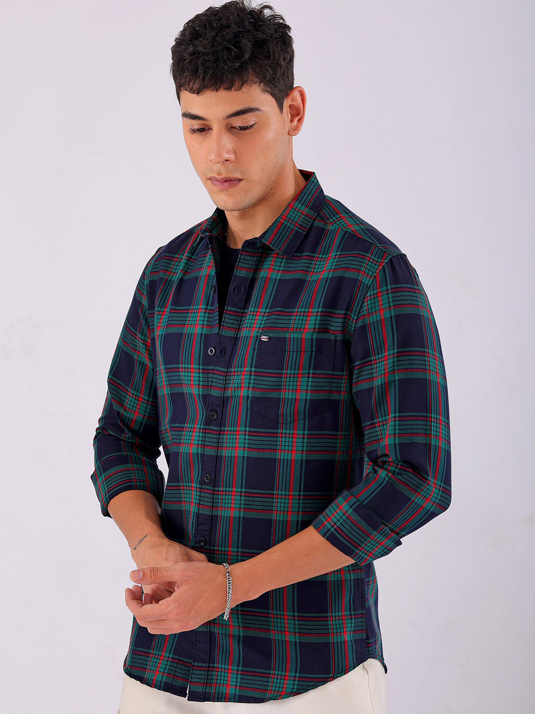 Shop Men's Checked Slim Fit Casual Shirt Online.