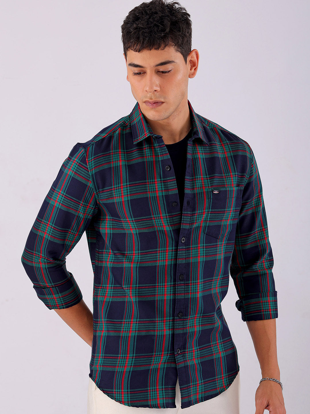 Shop Men's Checked Slim Fit Casual Shirt Online.