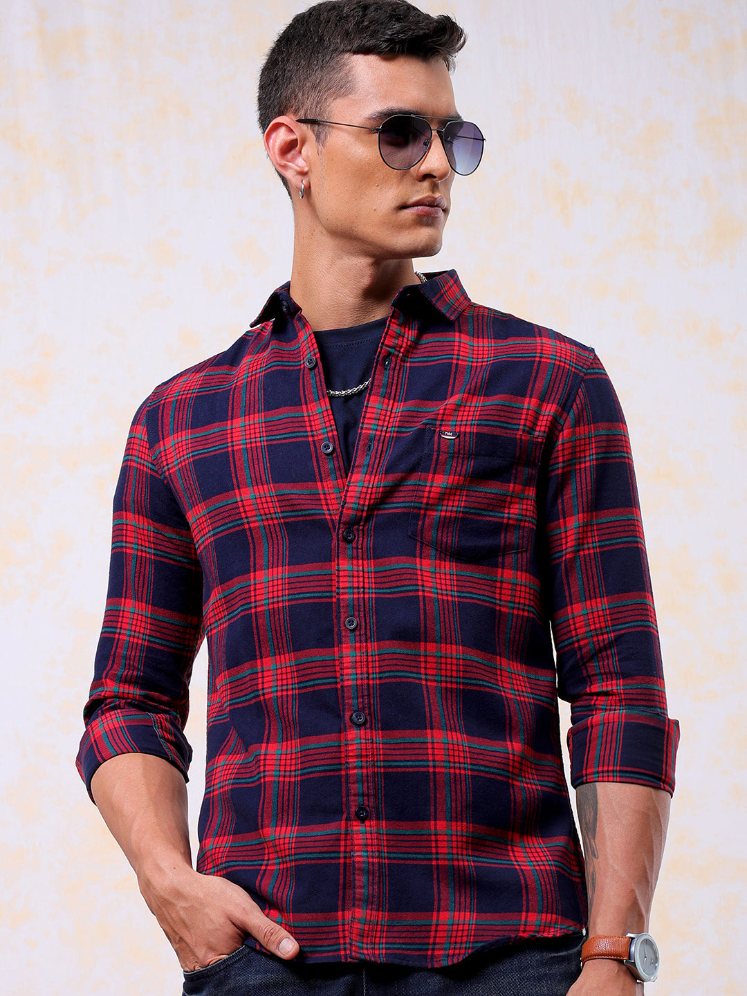 Shop Men's Checked Slim Fit Shirt Online.