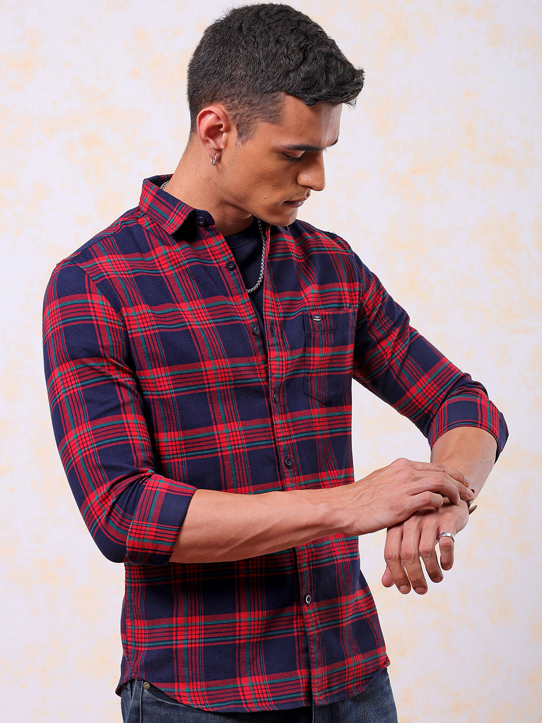 Shop Men's Checked Slim Fit Shirt Online.