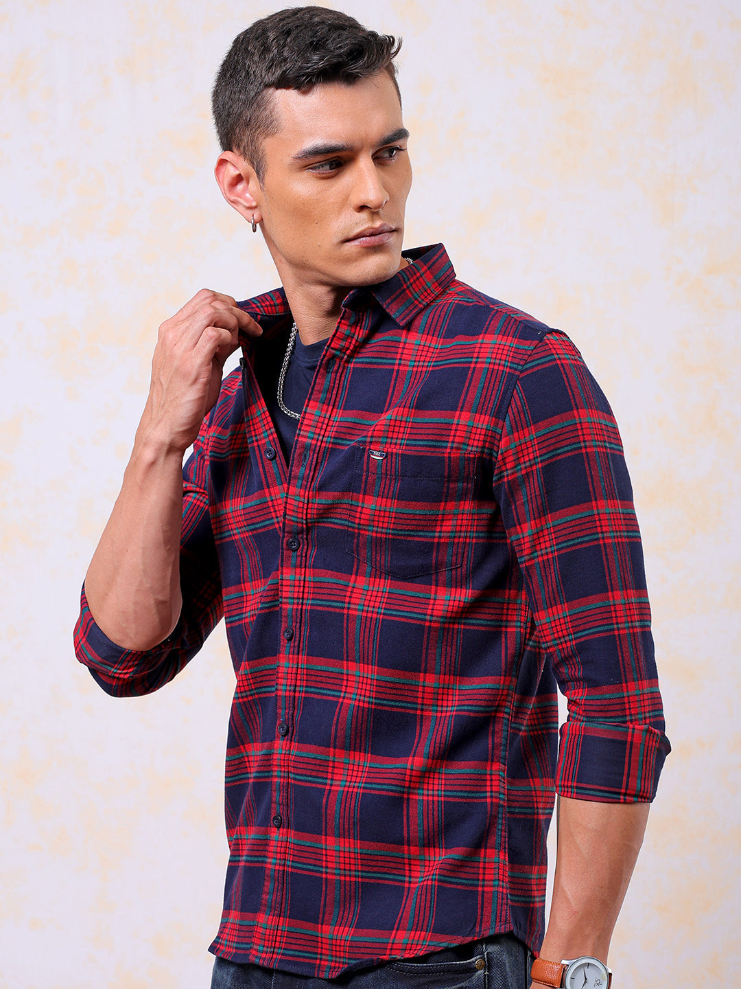 Shop Men's Checked Slim Fit Shirt Online.