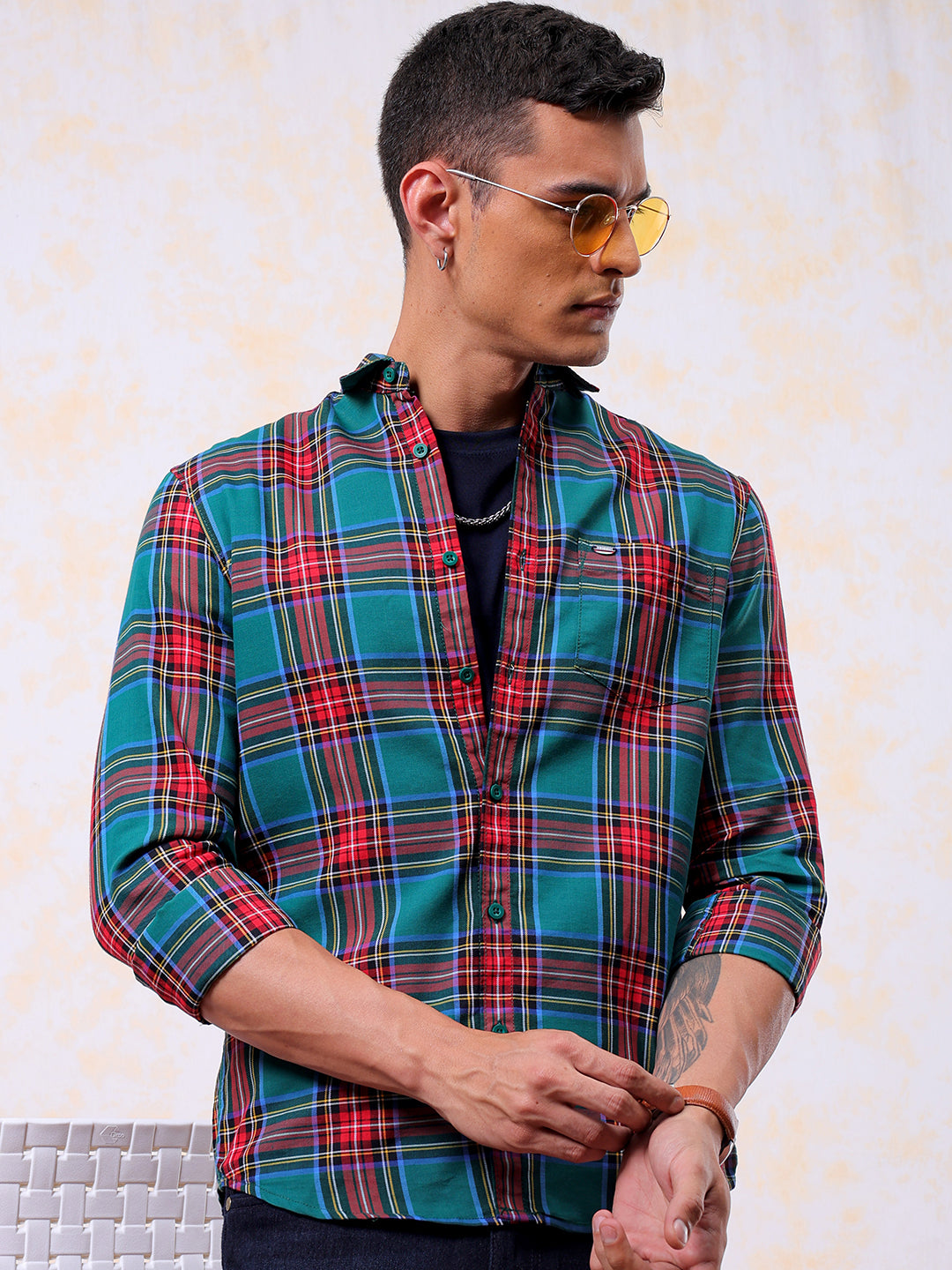 Shop Men's Checked Slim Fit Shirt Online.