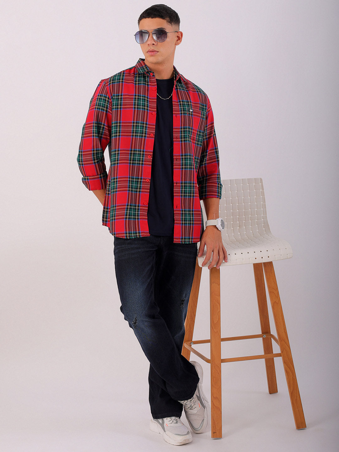 Shop Men's Checked Slim Fit Shirt Online.