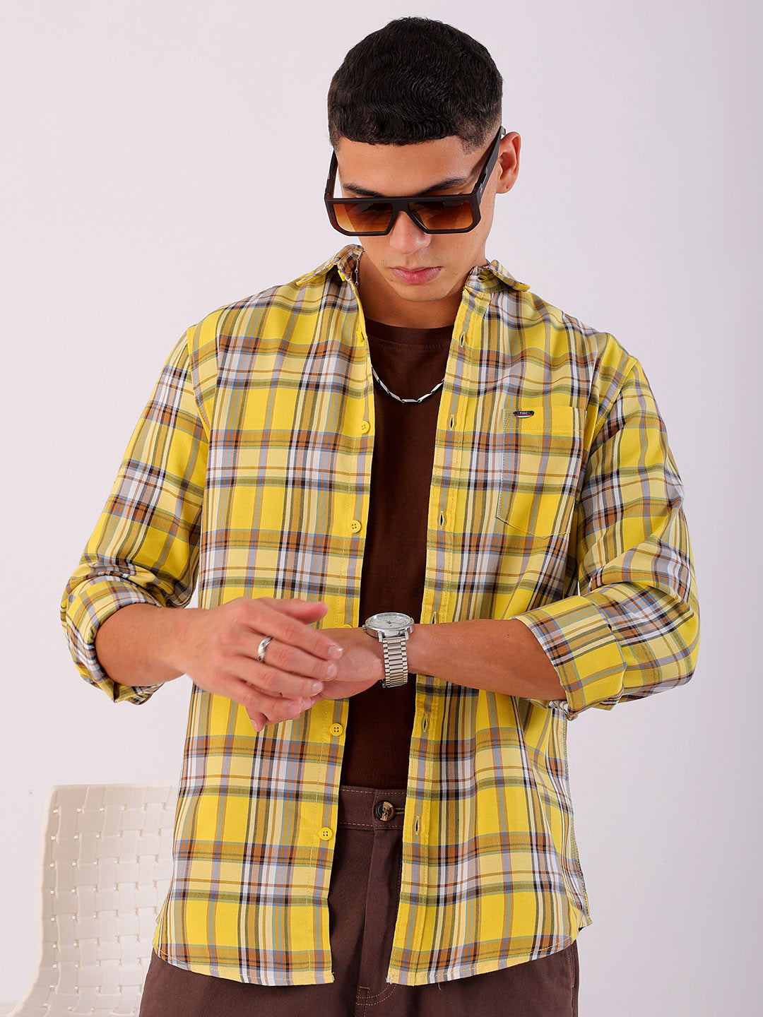 Shop Men's Checked Slim Fit Shirt Online.