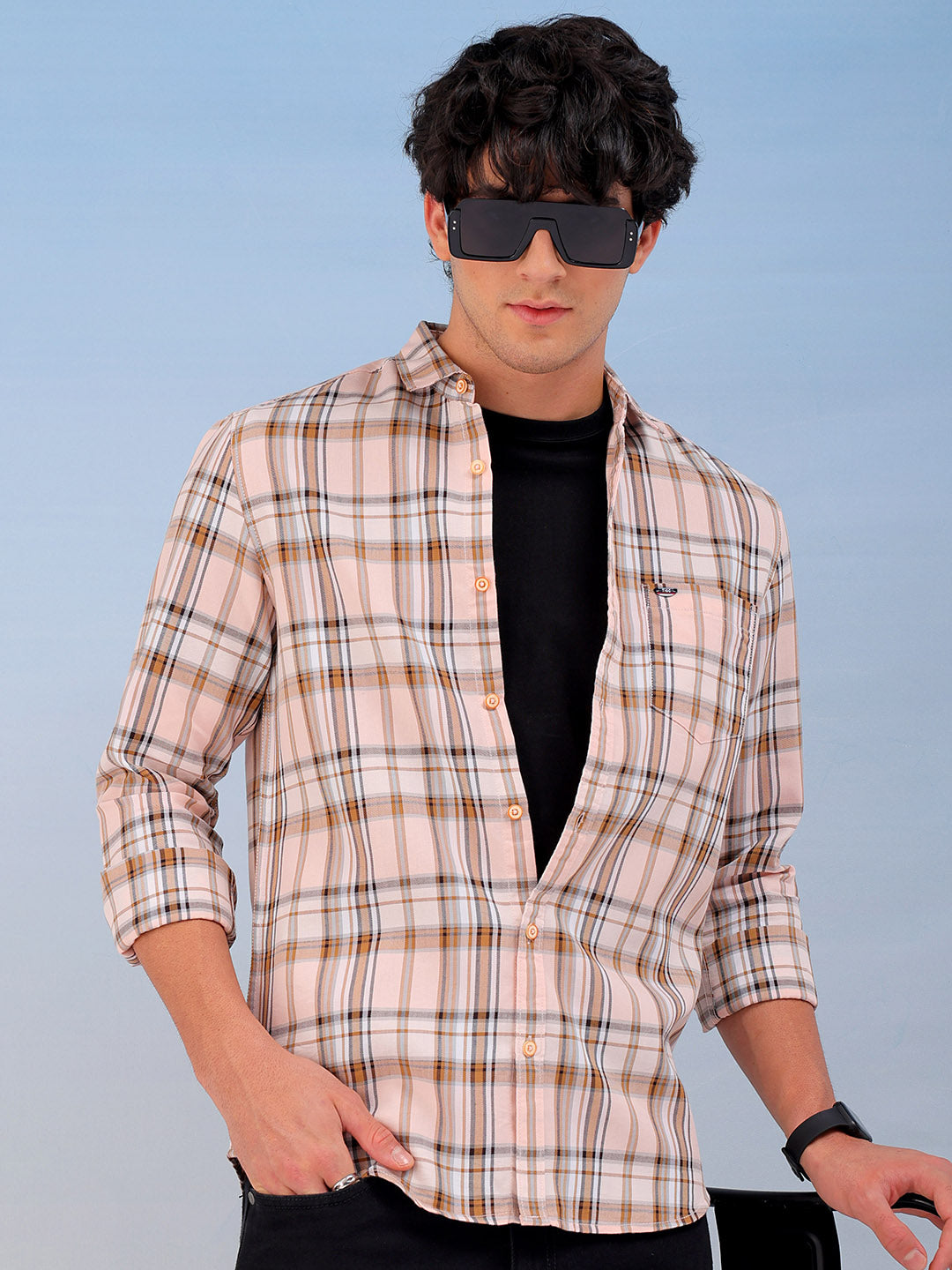 Shop Men's Checked Slim Fit Shirt Online.