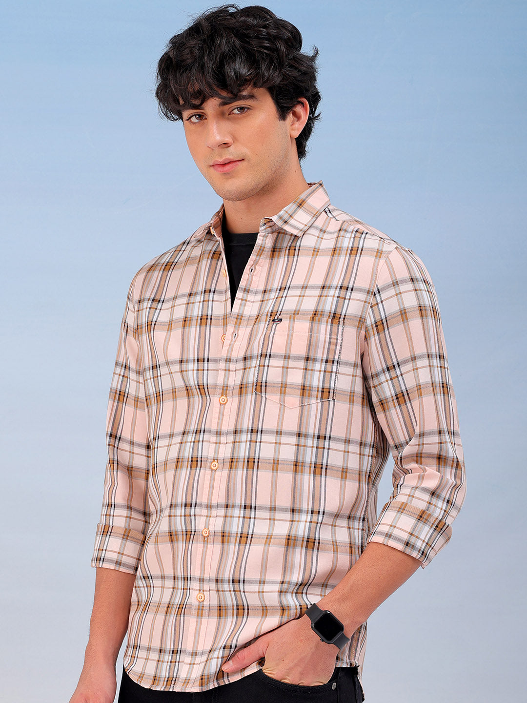 Shop Men's Checked Slim Fit Shirt Online.