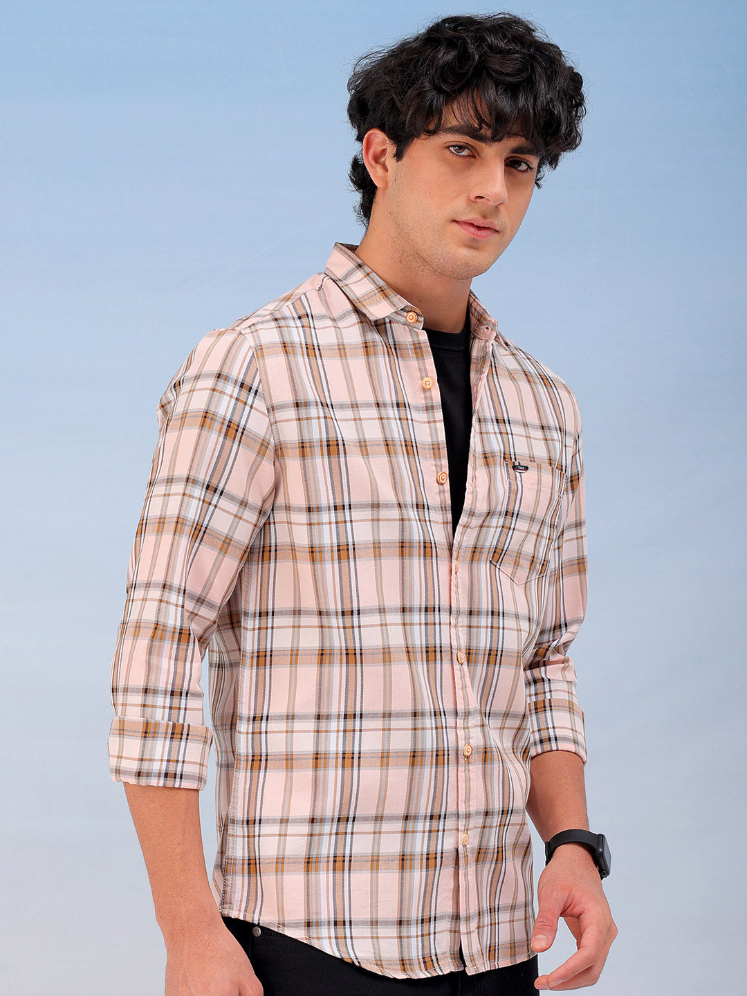 Shop Men's Checked Slim Fit Shirt Online.