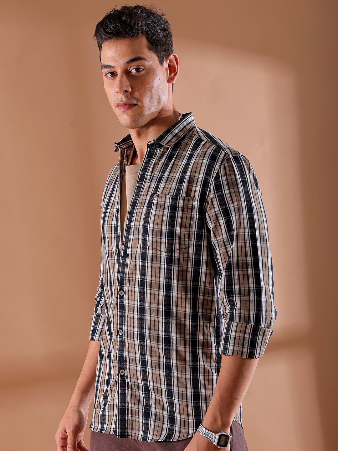 Shop Men's Checked Slim Fit Shirt Online.