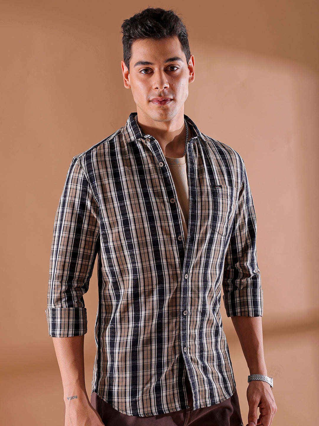 Shop Men's Checked Slim Fit Shirt Online.