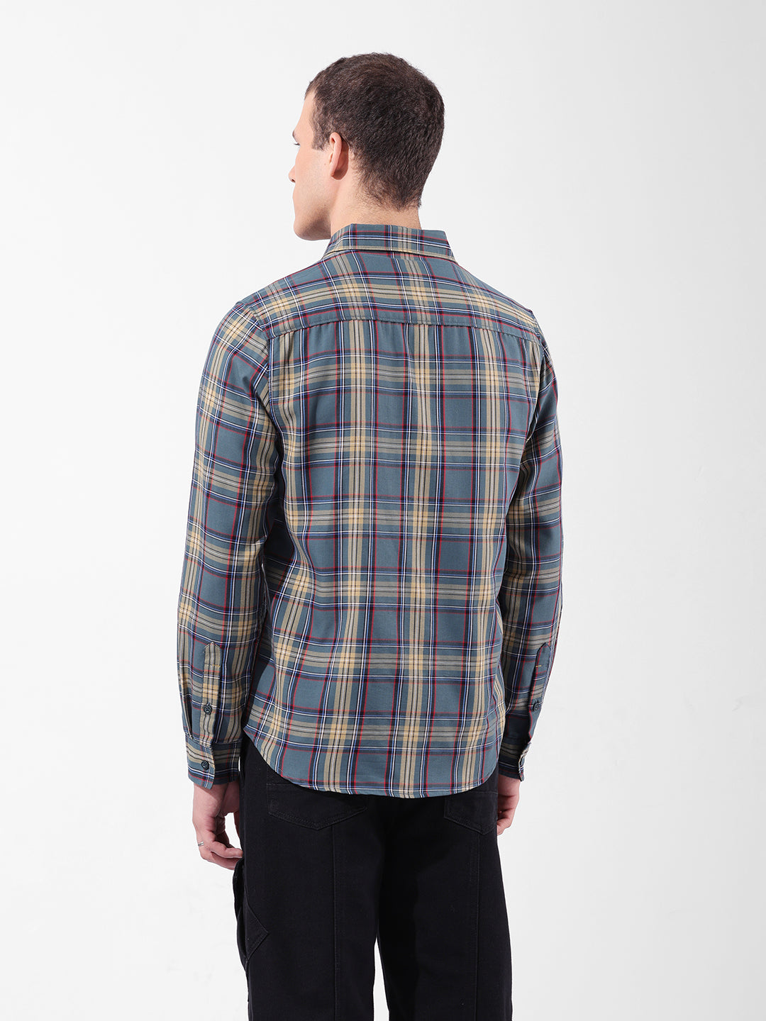 Men's Green Slim Fit Checked Casual Shirt