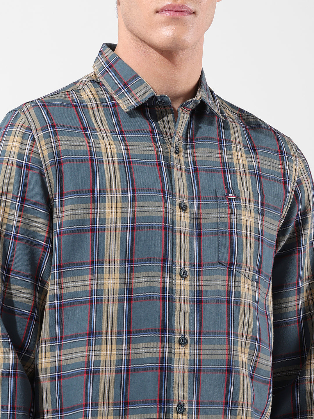 Men's Green Slim Fit Checked Casual Shirt