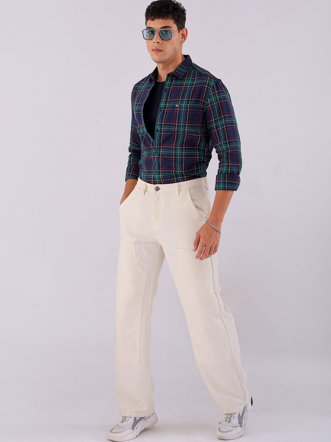 Shop Men's Checked Slim Fit Casual Shirt Online.