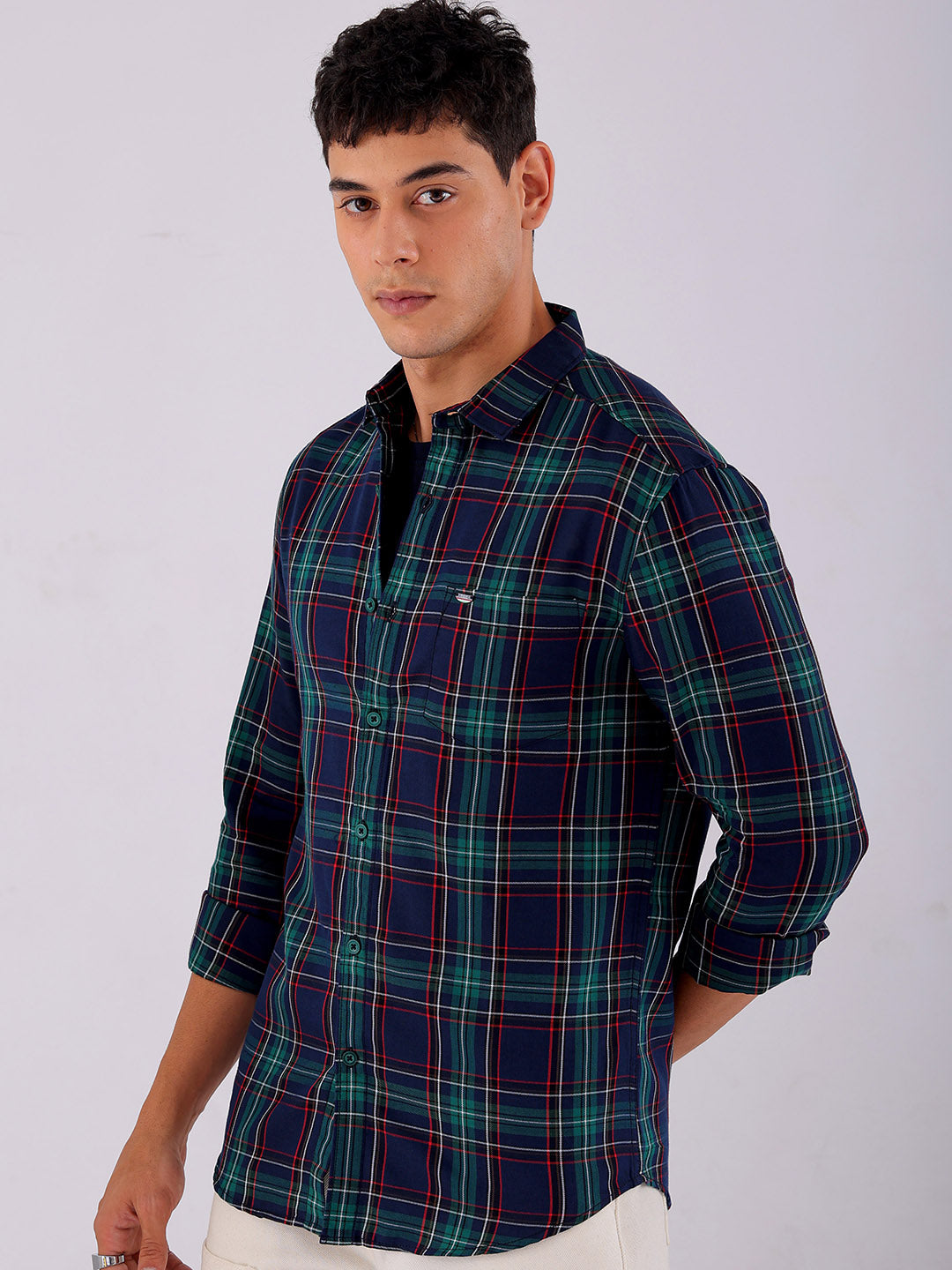 Shop Men's Checked Slim Fit Casual Shirt Online.