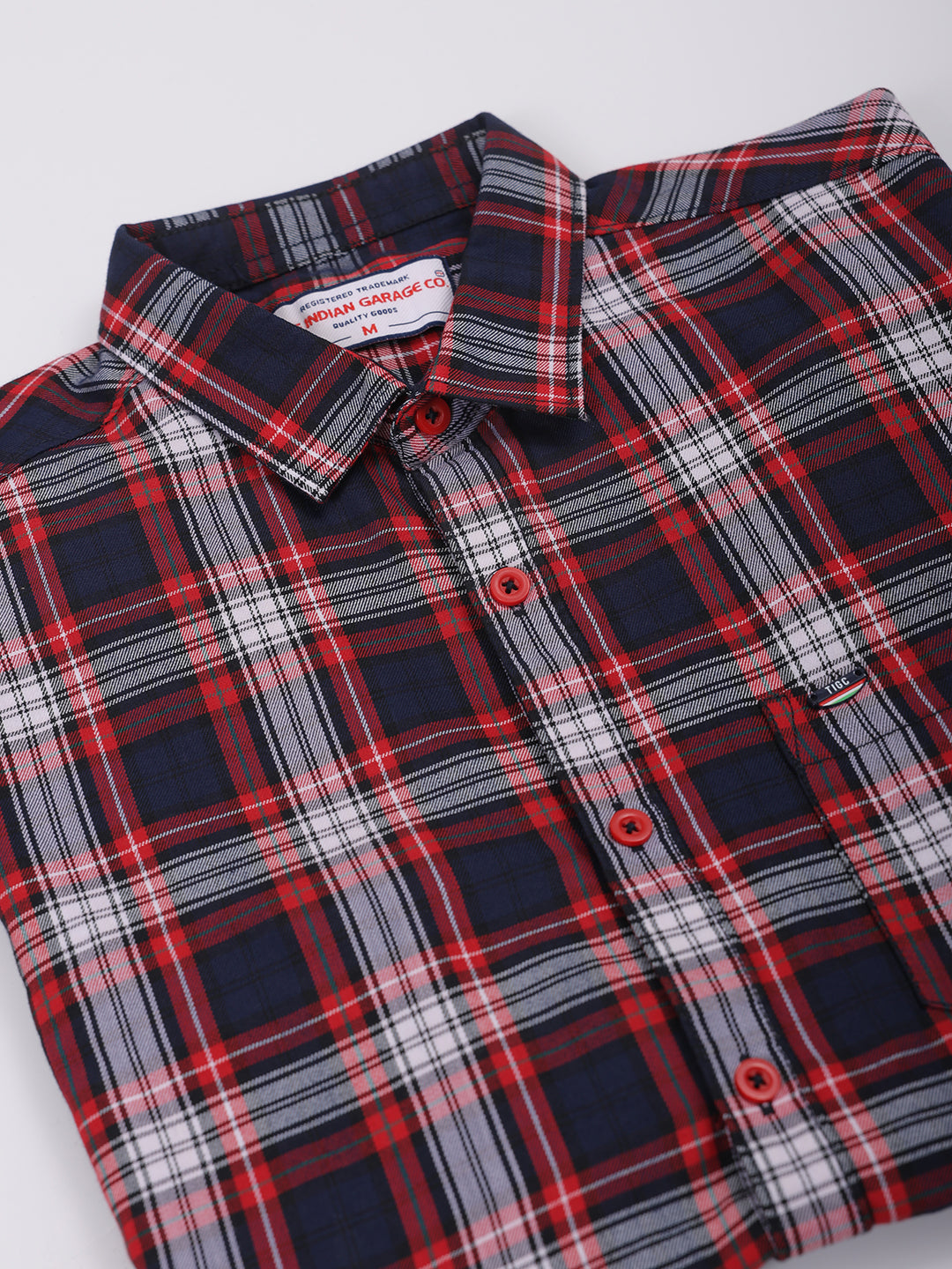 Men's Red Slim Fit Checked Shirt